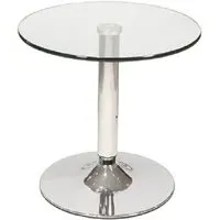 Belize Round Side Table - Clear Glass, Chrome Metal