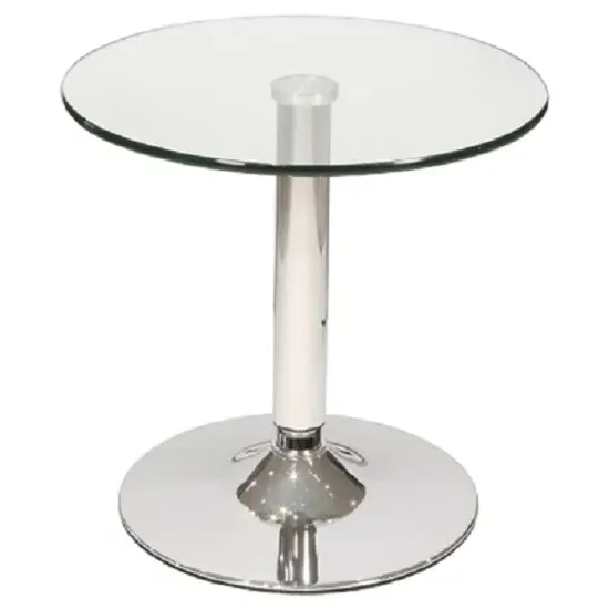 Belize Round Side Table - Clear Glass, Chrome Metal