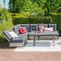 Bella Corner Lounge Dining Set - Charcoal, Vintage Willow