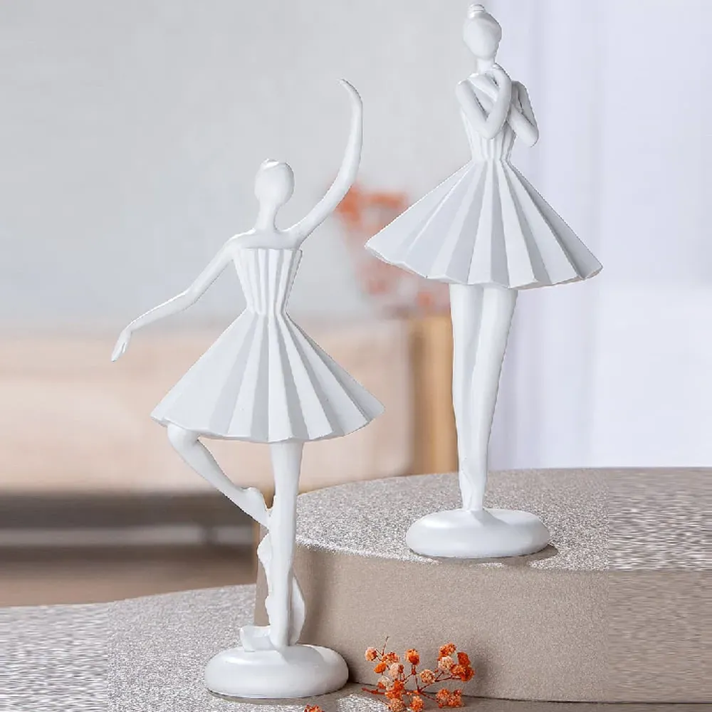 Bellano Standing Ballerina Sculpture - White, Synthetic Resin product