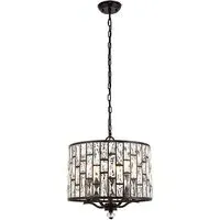 Belle 5 Lights Faceted Glass Pendant Light - Dark Bronze