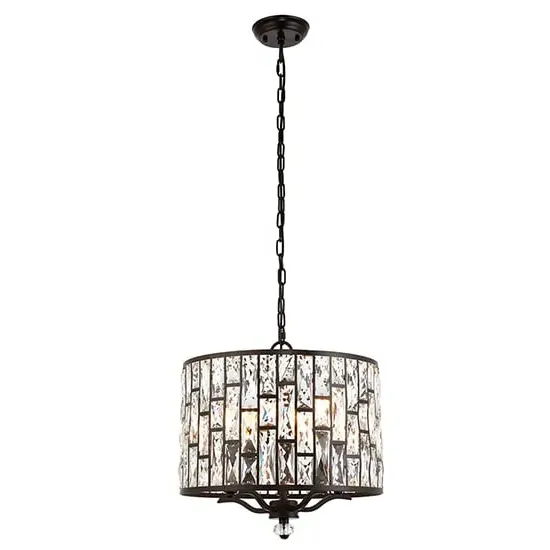 Belle 5 Lights Faceted Glass Pendant Light - Dark Bronze image