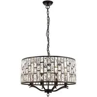 Belle 8 Lights Faceted Glass Pendant Light - Dark Bronze