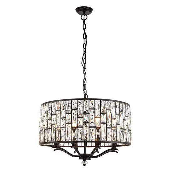 Belle 8 Lights Faceted Glass Pendant Light - Dark Bronze