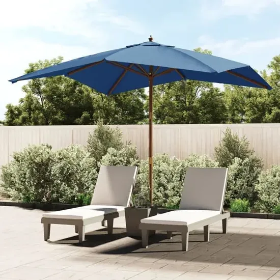 Belle Garden Parasol with Double Pulley - Azure Blue, Polyester