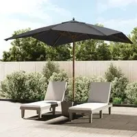 Belle Garden Parasol with Double Pulley - Black, Polyester