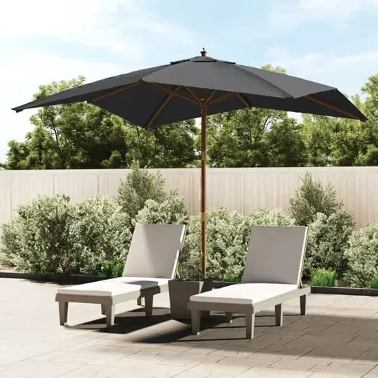 Belle Garden Parasol with Double Pulley - Black, Polyester