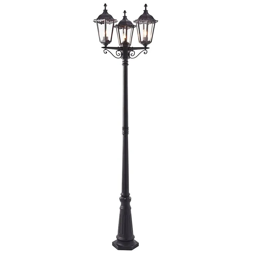Belleville 3-Light Lamp Post - Black, Glass image