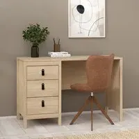 Bellevue Laptop Desk with 3 Drawers - Oak