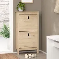Bellevue Shoe Cabinet with 2 Flip Doors - Oak