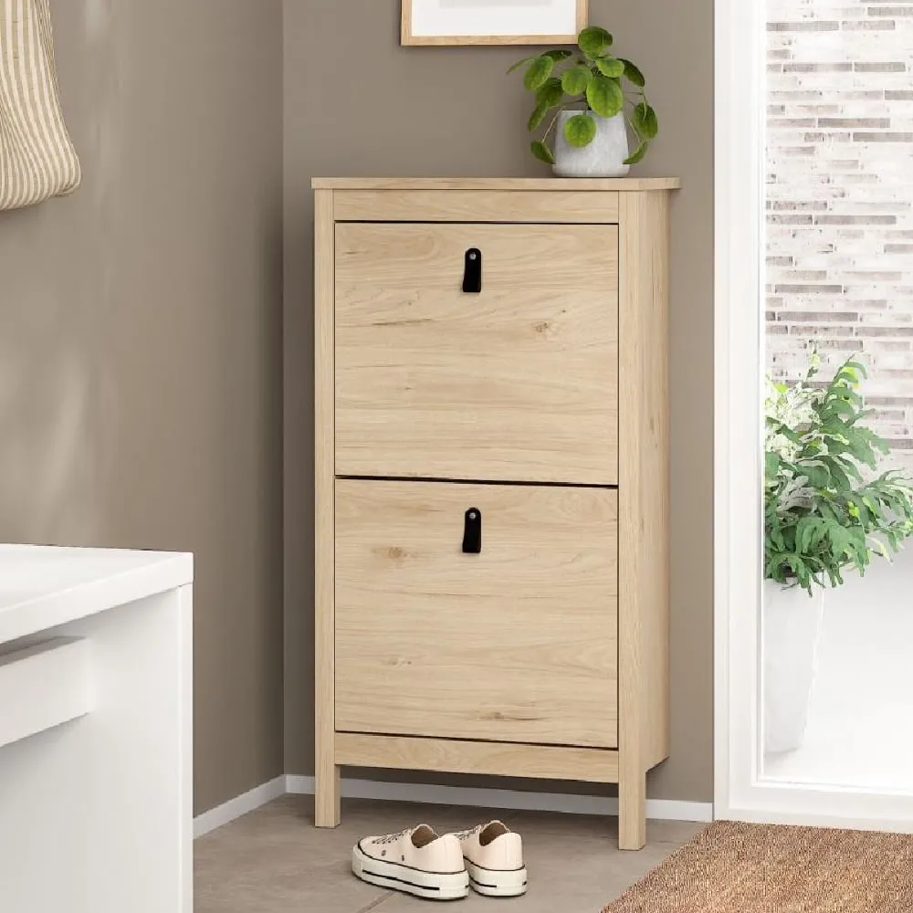 Bellevue Shoe Cabinet with 2 Flip Doors - Oak