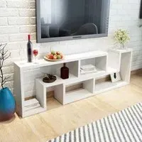 Bellflower L-Shaped TV Stand - White, Engineered Wood