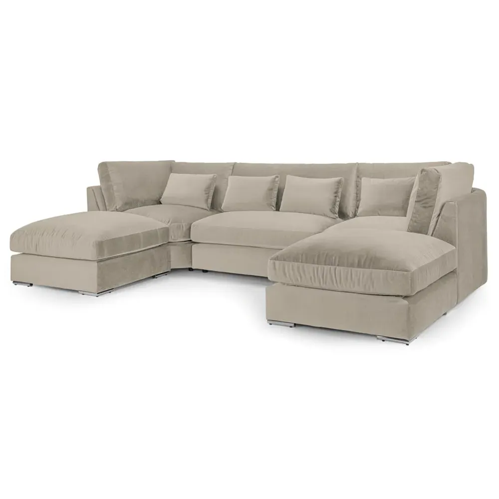 Bellingham U-Shaped Corner Sofa - Beige, Velvet image
