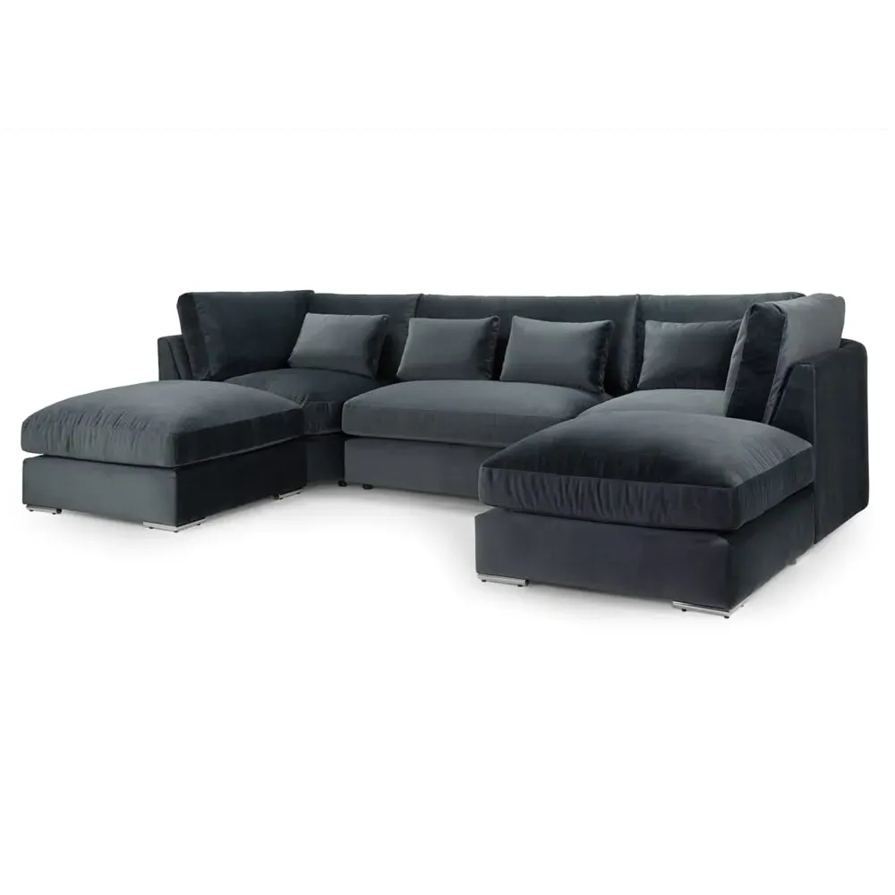 Bellingham U-Shaped Corner Sofa - Slate, Velvet