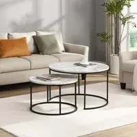 Bellini Nesting Coffee Tables - White Marble Effect