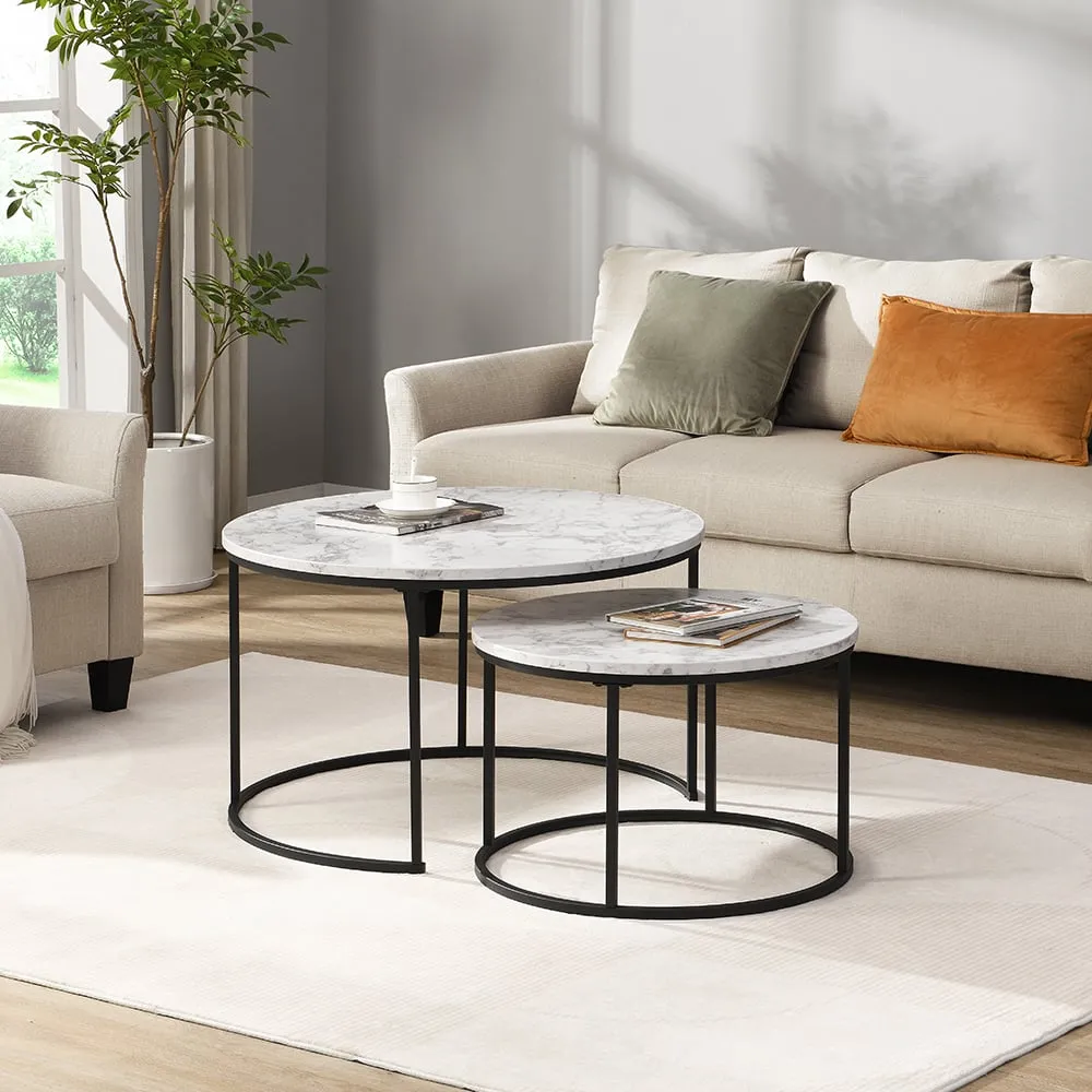 Bellini Nesting Coffee Tables - White Marble Effect