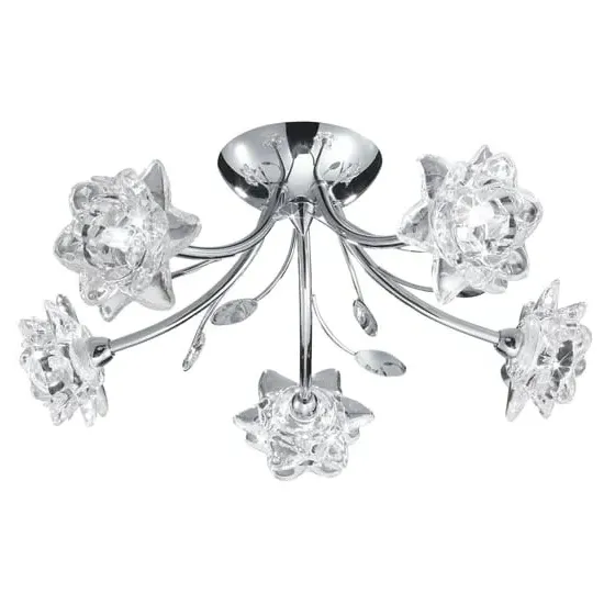 Bellis 5 Light Semi Flush Ceiling Light - Chrome, Glass image