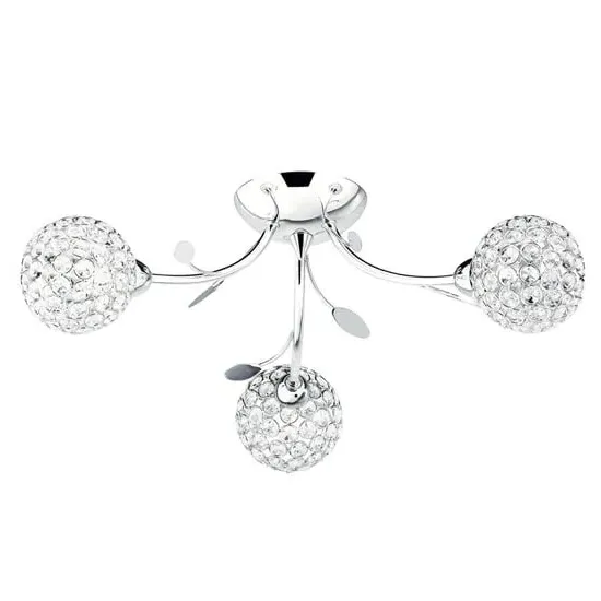 Bellis II 3 Light Flush Ceiling Light - Clear, Chrome image