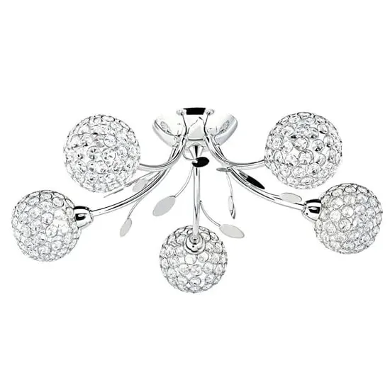 Bellis II 5 Light Flush Ceiling Light - Clear, Chrome