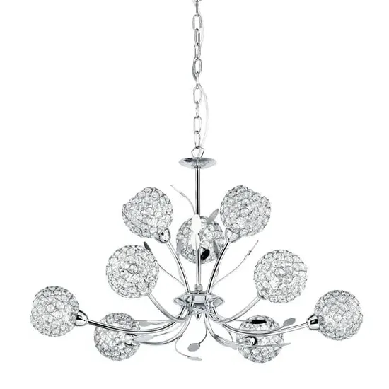Bellis II 9 Light Pendant Light - Clear, Chrome