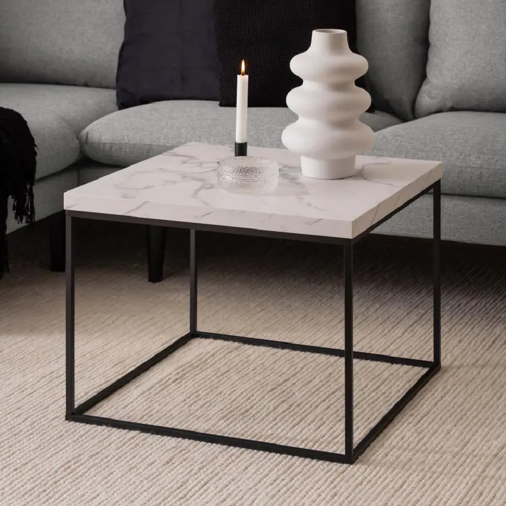 Bellmore Square Coffee Table - White Marble Effect, Wood product