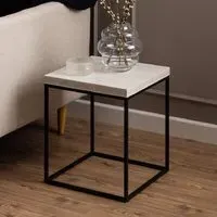 Bellmore Square Side Table - Travertine, Wood