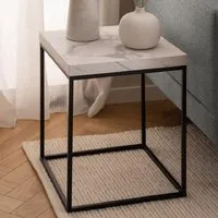 Bellmore Square Side Table - White Marble Effect, Wood alternate view