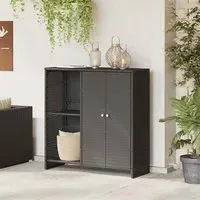 Bellport Storage Cabinet with 2 Doors - Black, Rattan