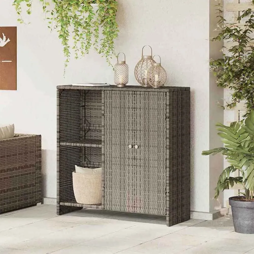 Bellport Storage Cabinet with 2 Doors - Grey, Rattan