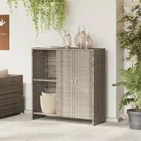 Bellport Storage Cabinet with 2 Doors - Light Grey, Rattan