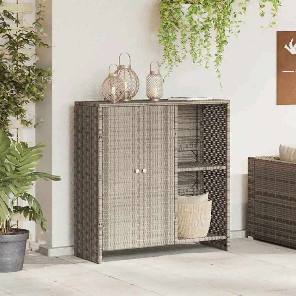 Bellport Storage Cabinet with 2 Doors - Light Grey, Rattan