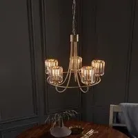 Belluno 5 Light Semi Flush Ceiling Light - Antique Brass