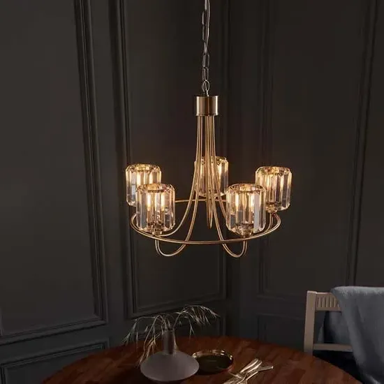 Belluno 5 Light Semi Flush Ceiling Light - Antique Brass image