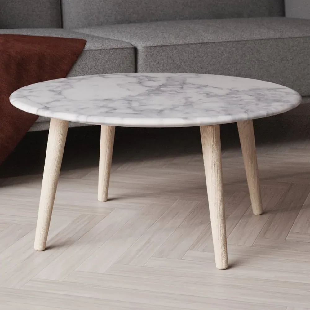 Bellvue Coffee Table - White Marble, Natural Wood product