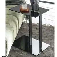 Bellvue Glass Top End Table with Metal Base - Black
