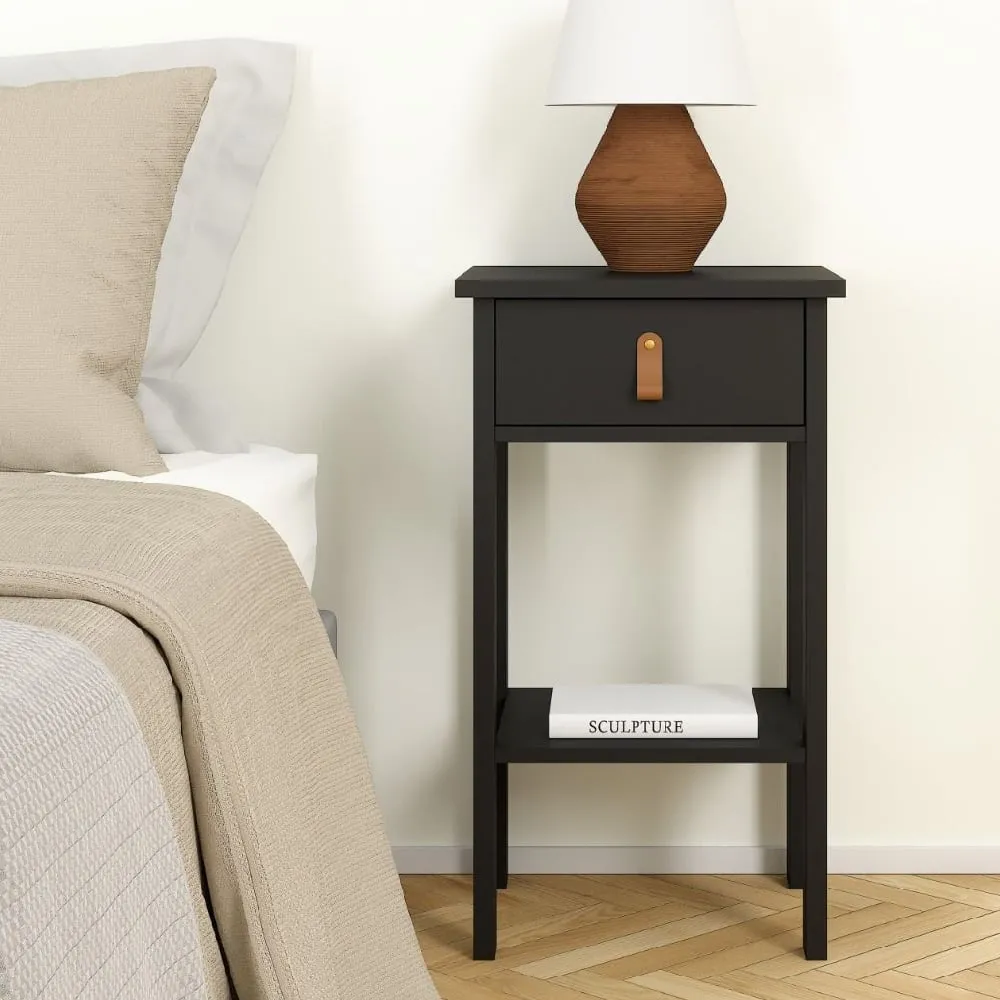 Belmar Bedside Cabinet with 1 Drawer - Matt Black, Wood