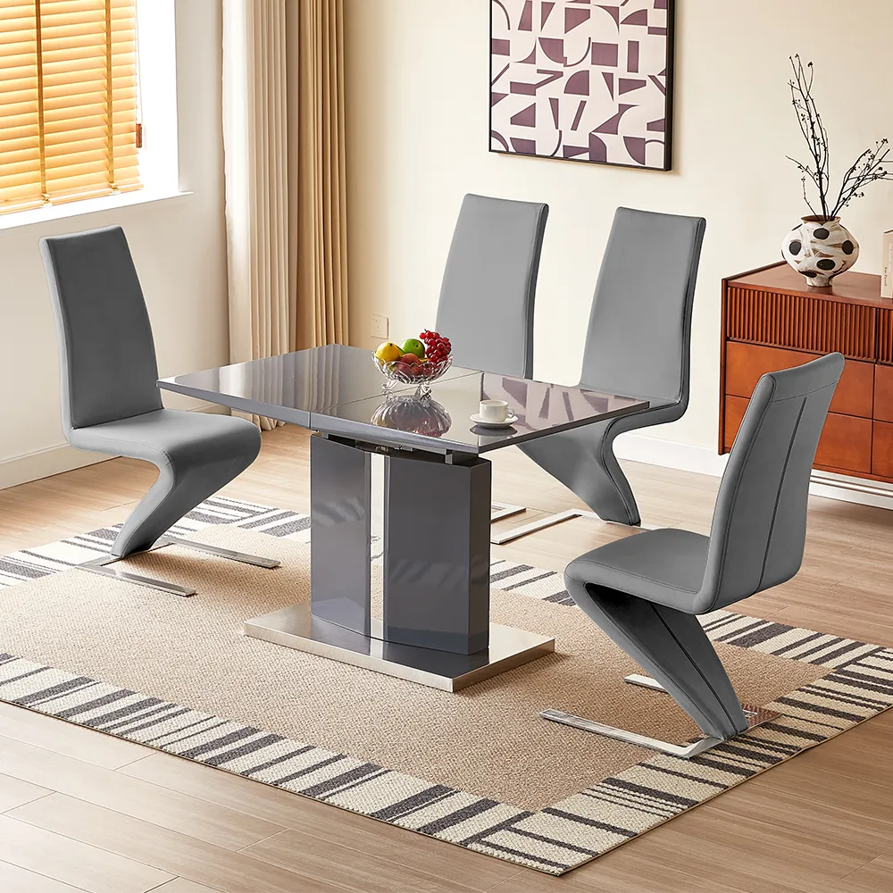 Belmonte & Demi Z Extendable Dining Set 4 Chairs - Grey, MDF product