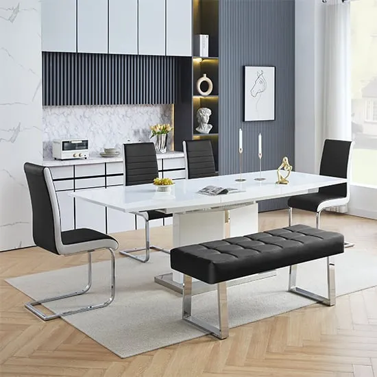 Belmonte Extendable Dining Set with 4 Symphony Chairs - White