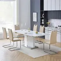 Belmonte Extendable Dining Set with 6 Chairs - Taupe, MDF