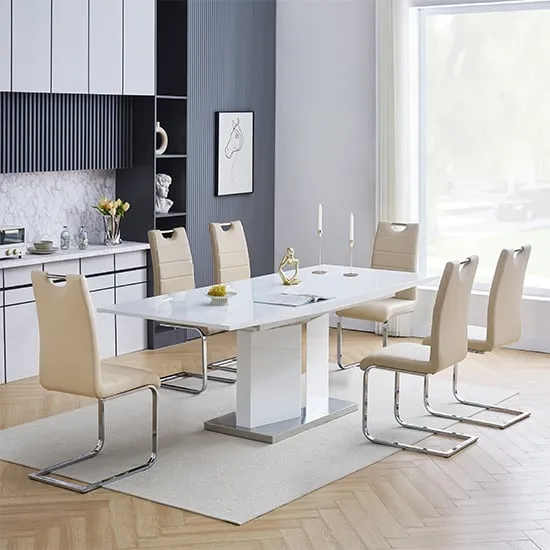 Belmonte Extendable Dining Set with 6 Chairs - Taupe, MDF