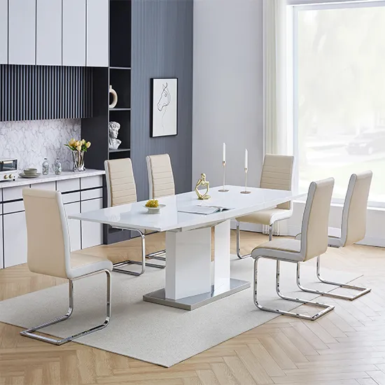 Belmonte Extendable Dining Set with 6 Symphony Chairs - Taupe