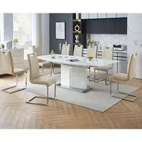 Belmonte Extendable Dining Set with 8 Chairs - White, MDF