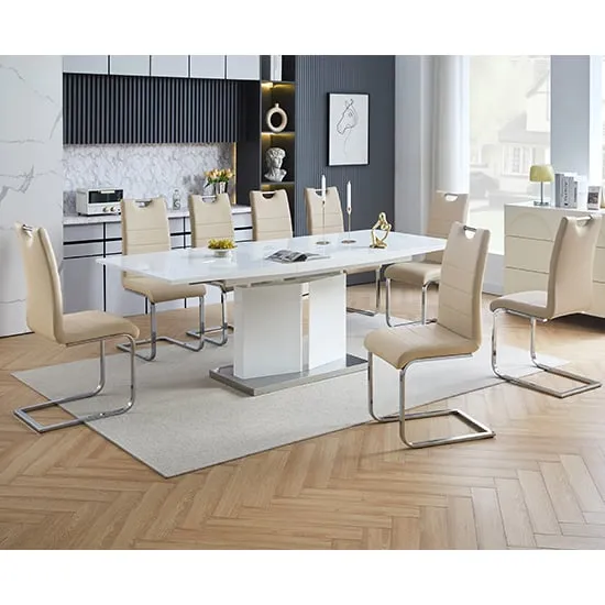 Belmonte Extendable Dining Set with 8 Chairs - White, MDF image