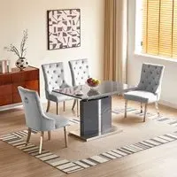 Belmonte Extendable Dining Table with 4 Imperial Chairs - Grey