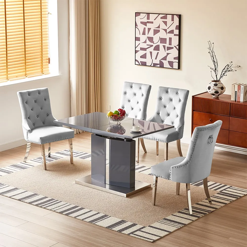 Belmonte Extendable Dining Table with 4 Imperial Chairs - Grey