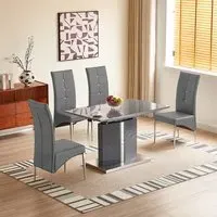 Belmonte Extendable Dining Table with 4 Vesta Chairs - Grey