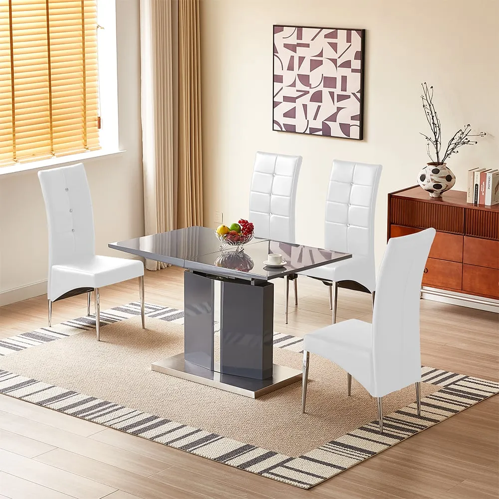 Belmonte Extendable Dining Table with 4 Vesta Chairs - Grey