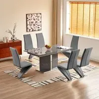 Belmonte Extendable Dining Table with 6 Demi Z Chairs - Grey