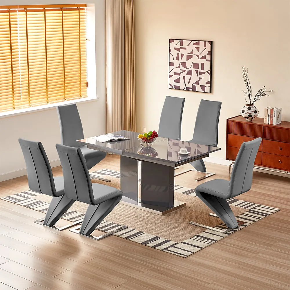 Belmonte Extendable Dining Table with 6 Demi Z Chairs - Grey