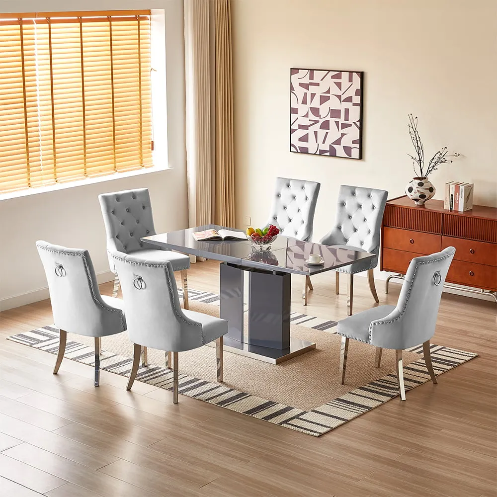 Belmonte Extendable Dining Table with 6 Imperial Chairs - Grey